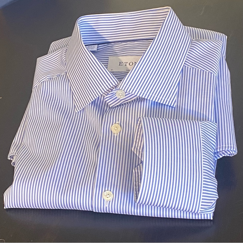 Eton Men's Shirt in Blue and White Stripes